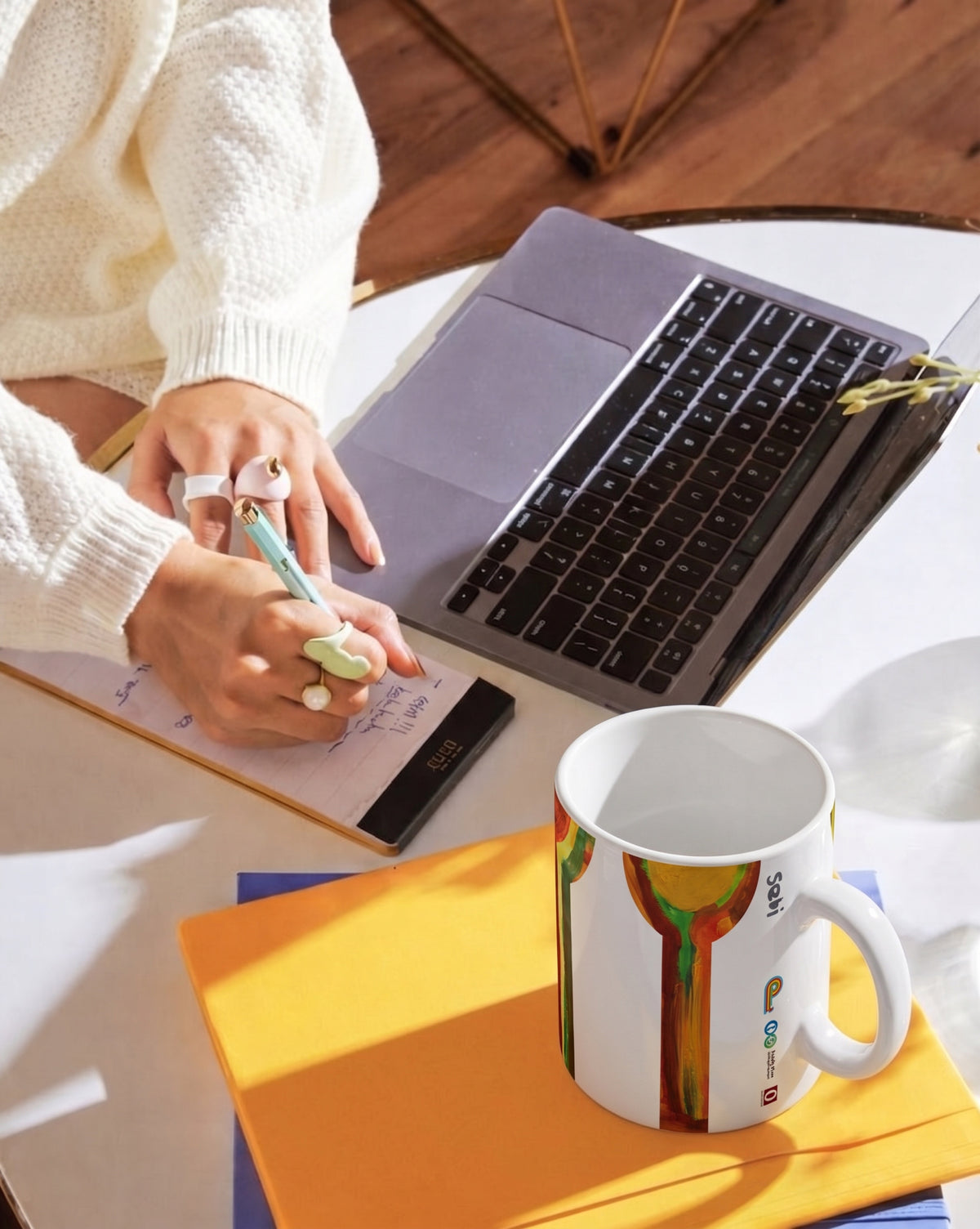 Tulip mug on a desk