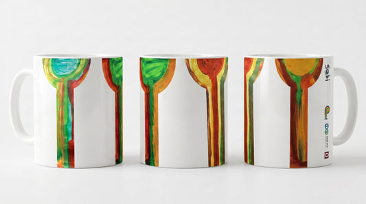 Tulip mug, three views