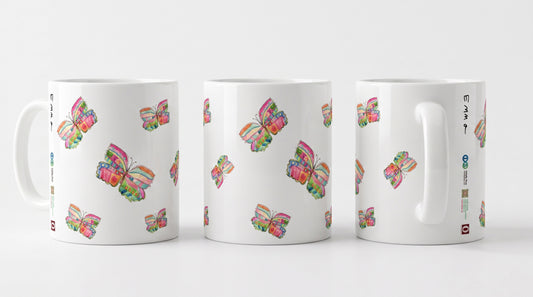 Emma butterfly mug, three views