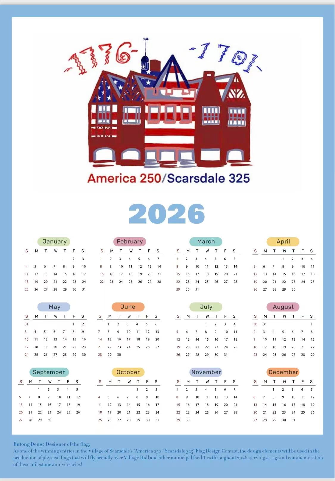 Entong Deng America 250 / Scarsdale 325 2026 Calendar